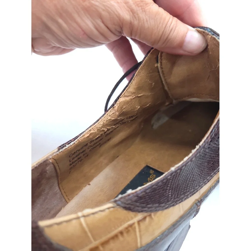 Stacy Adams Genuine Snakeskin Dress Shoes Two Tone Brown Tan 9.5 M **READ**